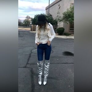 Cape Robbin Metallic Silver Over the Knee Boots size 6 but would fit 7